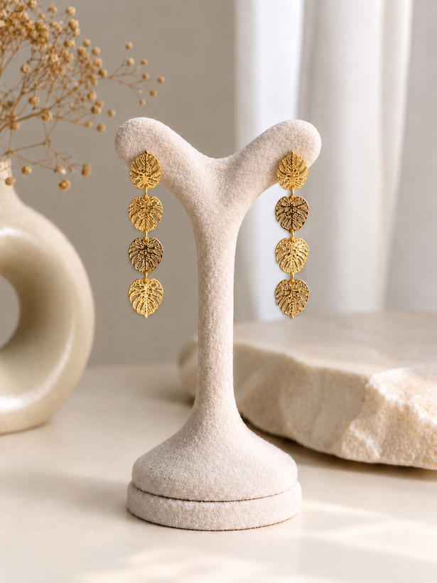 گوشواره میخی آویز برگ